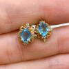 14kt Gold, Blue Topaz, & Diamond Earrings - 3