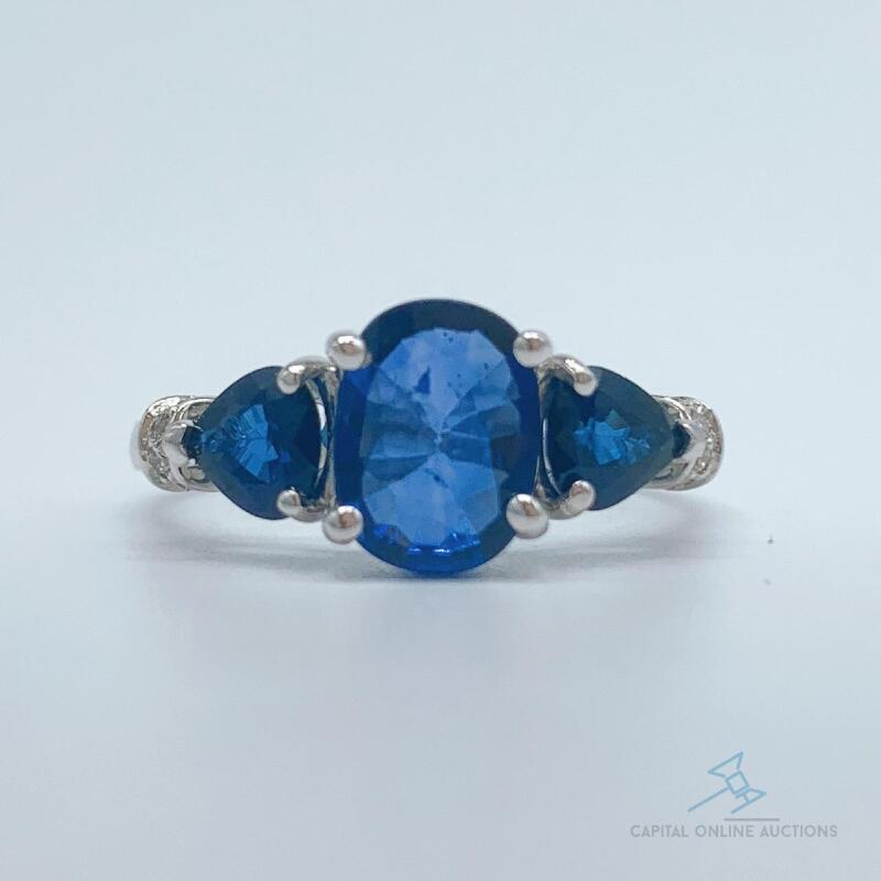 14kt Gold, Blue Sapphire, & Diamond Ring