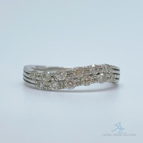 14kt Solid White Gold Diamond Band Ring