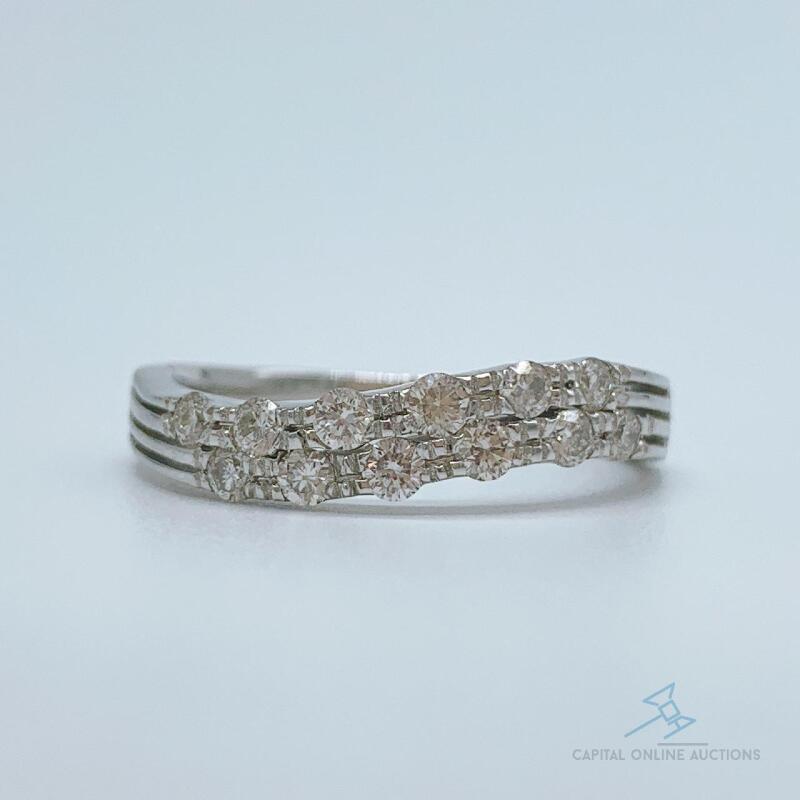 14kt Solid White Gold Diamond Band Ring