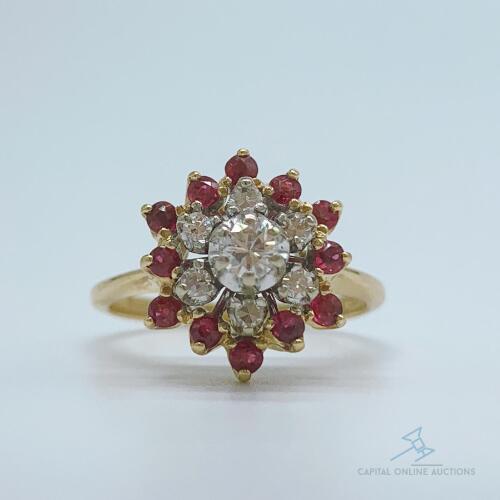 14kt Gold, Diamond, & Ruby Cocktail Ring