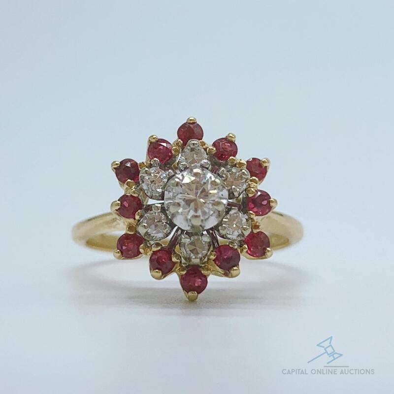 14kt Gold, Diamond, & Ruby Cocktail Ring