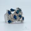 14kt White Gold Blue Sapphire and Diamond Band Ring - 2