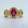 18kt Solid Yellow Gold, Ruby, & Diamond Cocktail Ring