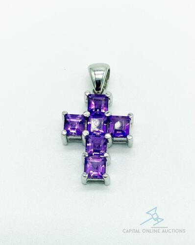 14kt Gold Amethyst Cross Pendant