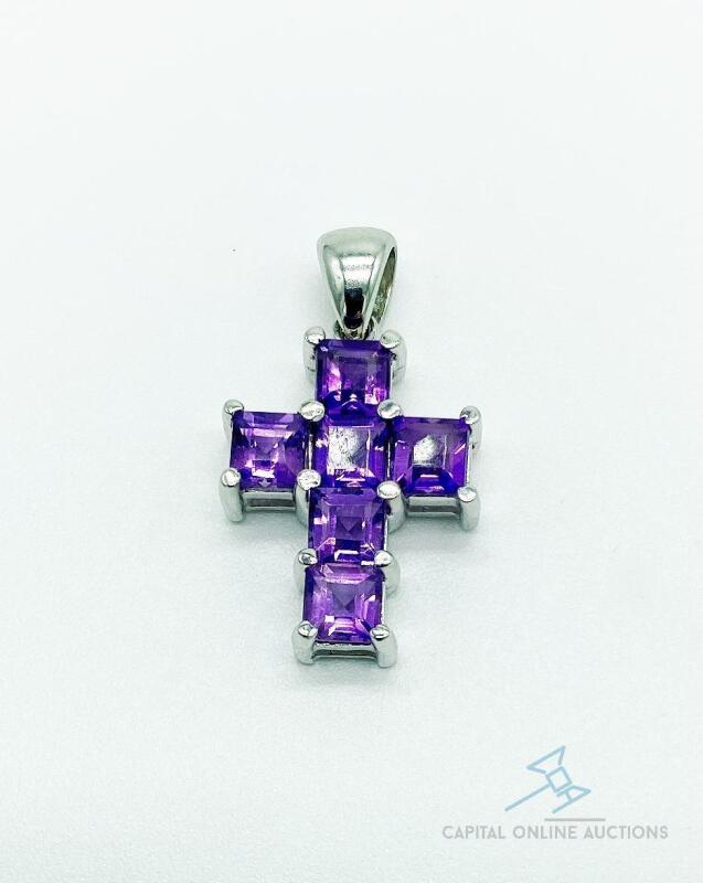 14kt Gold Amethyst Cross Pendant