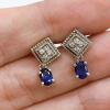 14kt Gold, Blue Sapphire, & Diamond Earrings