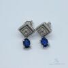 14kt Gold, Blue Sapphire, & Diamond Earrings - 2