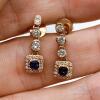 14kt Rose Gold, Blue Sapphire, & Diamond Earrings - 3