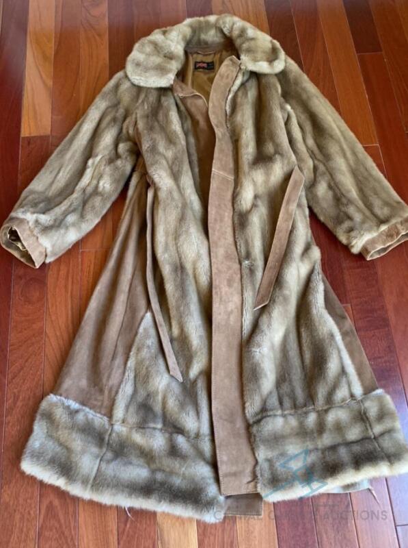 London Leather Brown Simulated Fur Coat