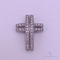 14kt Solid White Gold & Diamond Cross Pendant