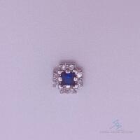 14kt White Gold, Blue Sapphire, & Diamond Pendant