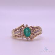 18kt Yellow Gold, Emerald & Diamond Ring