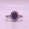 14kt Gold, Blue Sapphire & Diamond Halo Ring