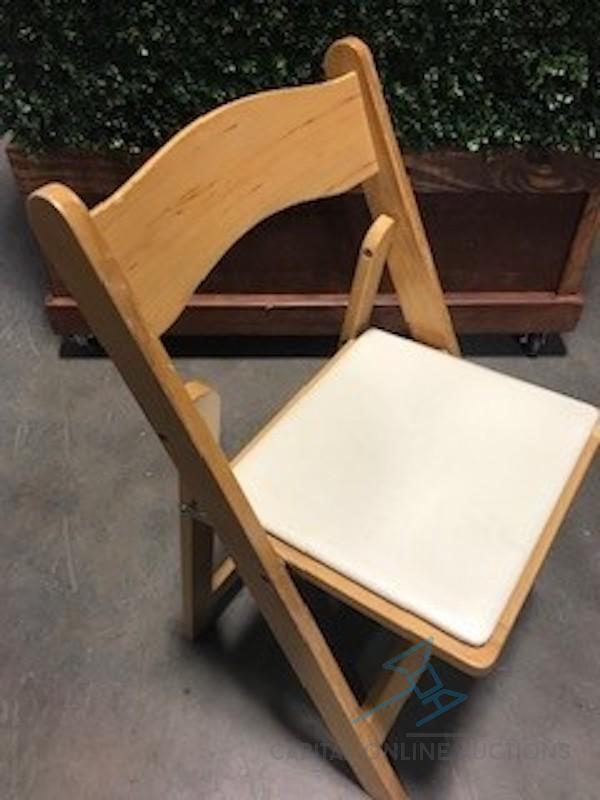 (50) NATURAL WOOD PADDED CHAIRS