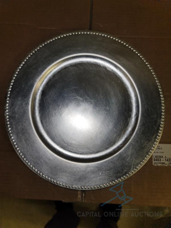 (50) Silver Charger Plates with Bead Edge