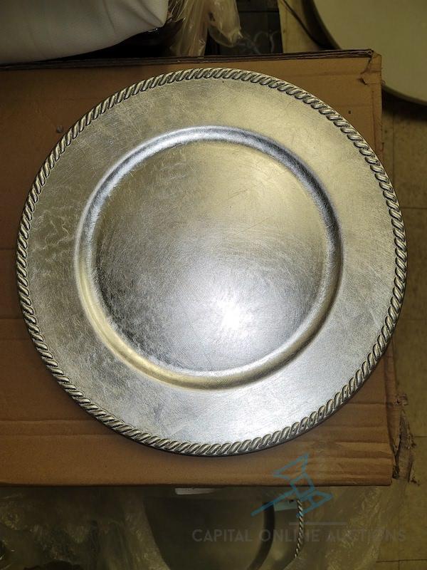 (50) Silver Charger Plates with Rope Edge