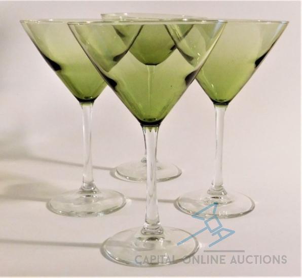 (144) New Green Martini Glasses