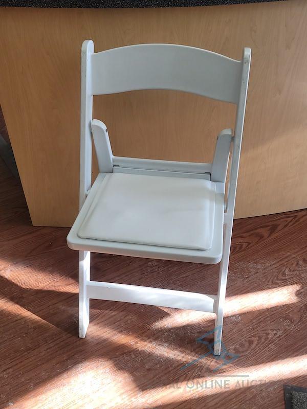 (20) White Resin Padded Folding Garden Chairs