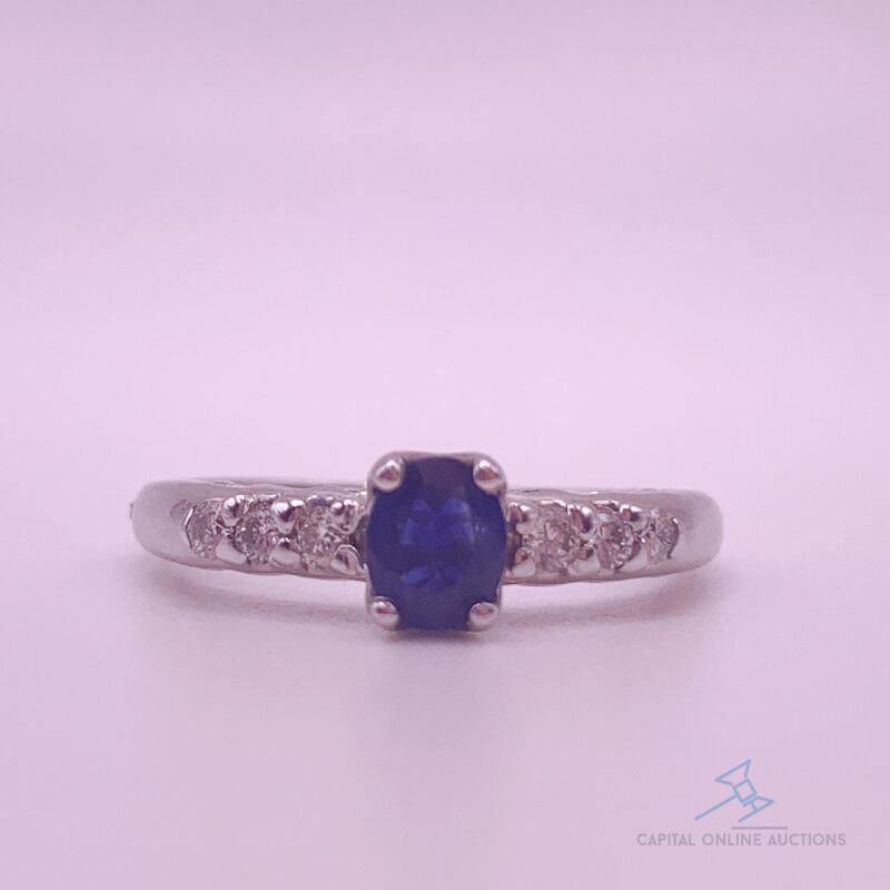 14kt Gold , Blue Sapphire, & Diamond Ring