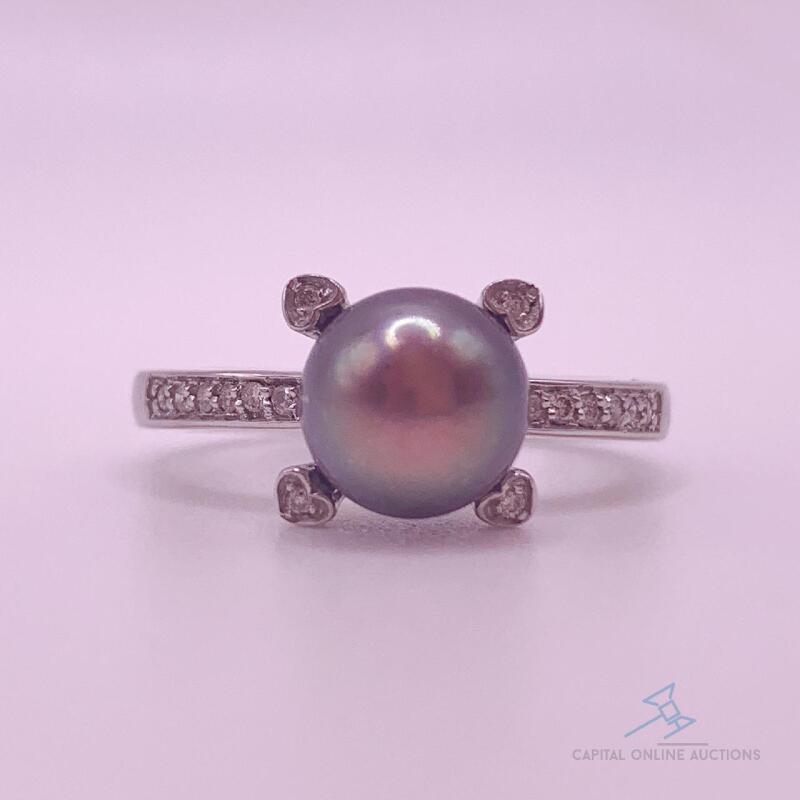 14kt Gold, Pearl, & Diamond Ring