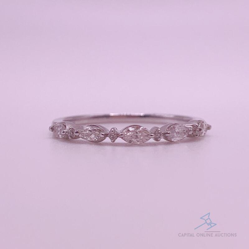 14kt Solid White Gold & Diamond Band Ring