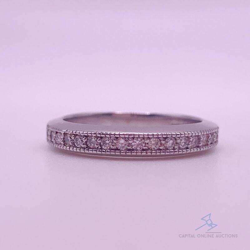 14kt Solid White Gold & Diamond Band Ring