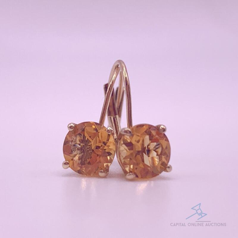 14kt Solid Yellow Gold & Citrine Earrings
