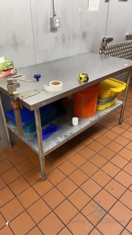 Stainless Steel Table with Undershelf and Can Opener