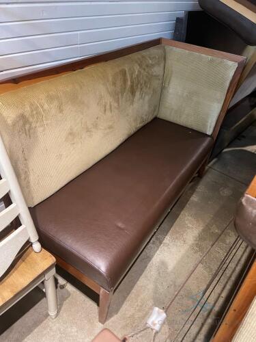 Brown & White Two Seater Booth with Left Side Arm Rest