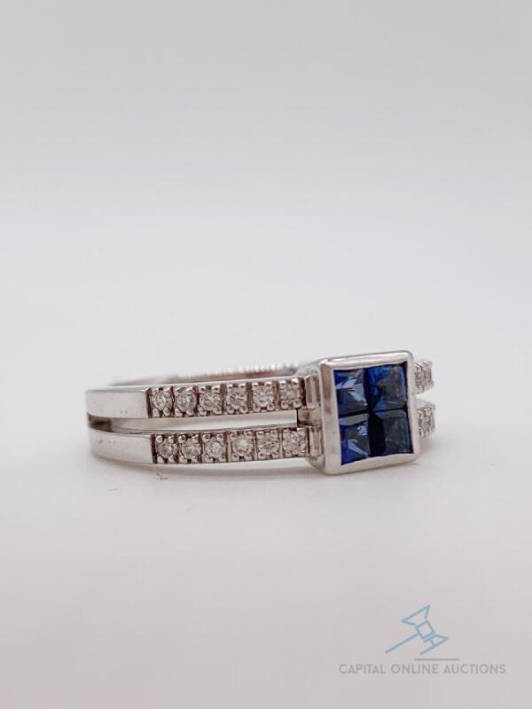 14kt Gold, Blue Sapphire, & Diamond Ring