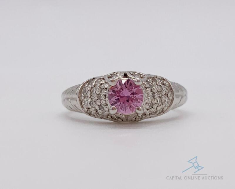 14kt Gold, Pink Sapphire & Diamond Ring