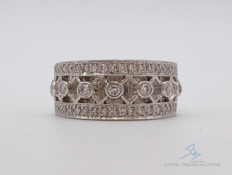 14kt Solid White Gold Diamond Band Ring