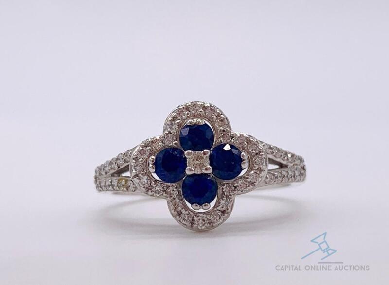 14kt Gold, Blue Sapphire, & Diamond Ring