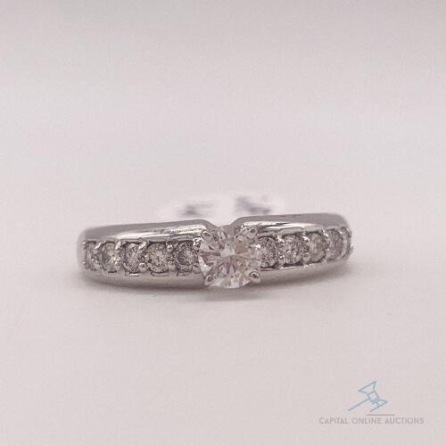 14kt Solid White Gold Diamond Engagement Ring