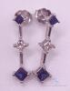 14kt Gold, Blue Sapphire, & Diamond Earrings - 4