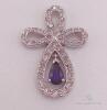 14kt Gold, Blue Sapphire, & Diamond Pendant - 2