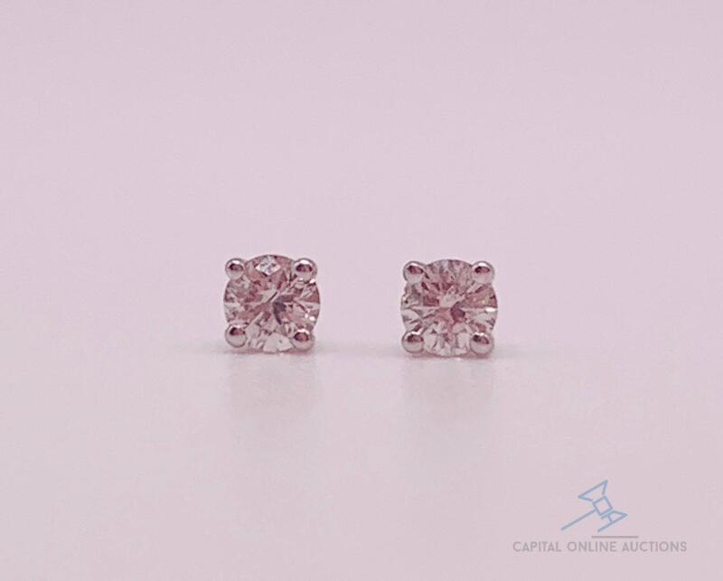 14kt Solid White Gold Diamond Stud Earrings