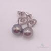 14kt Gold, Black Pearl & Diamond Earrings - 3