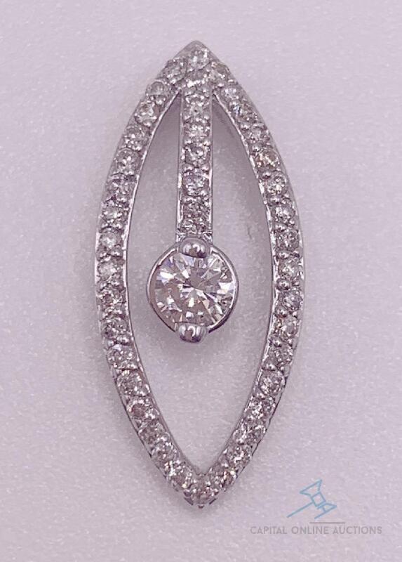 14kt Solid White Gold & Diamond Pendant