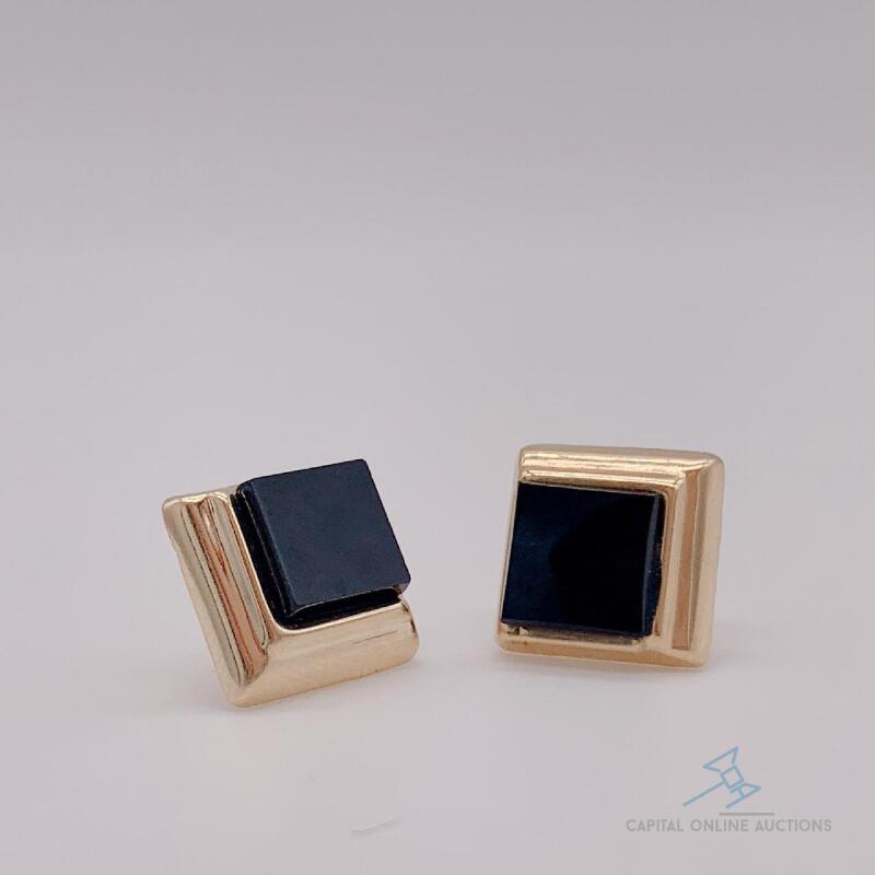 14kt Yellow Gold & Onyx Stud Earrings