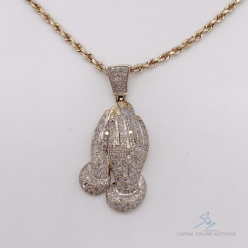 14kt Solid Yellow Gold Diamond Pendant & Chain!