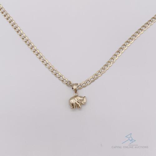 14kt Solid Yellow Gold Pendant and Chain Necklace
