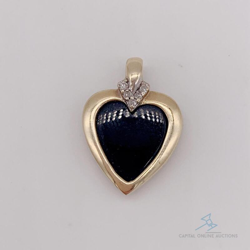 14kt Gold Onyx & Diamond Pendant