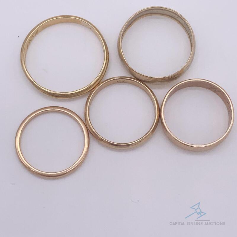 Group Lot of 5x Solid Gold Wedding Band Rings