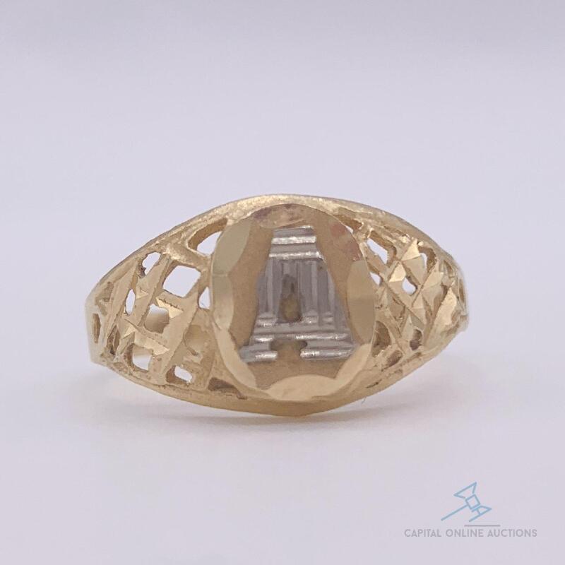 14kt Solid Yellow Gold "A" Ring