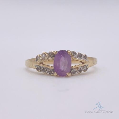 10kt Gold, Amethyst & Diamond Ring