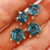 14kt Yellow Gold, Blue Topaz, & Diamond Earrings - 2