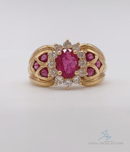 18kt Gold, Ruby, & Diamond Ring