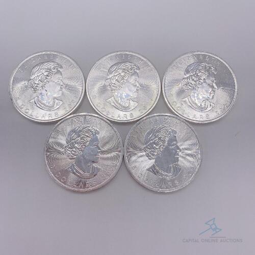 Group Lot of 5x Queen $5 Elizabeth- 1oz Pure Silver